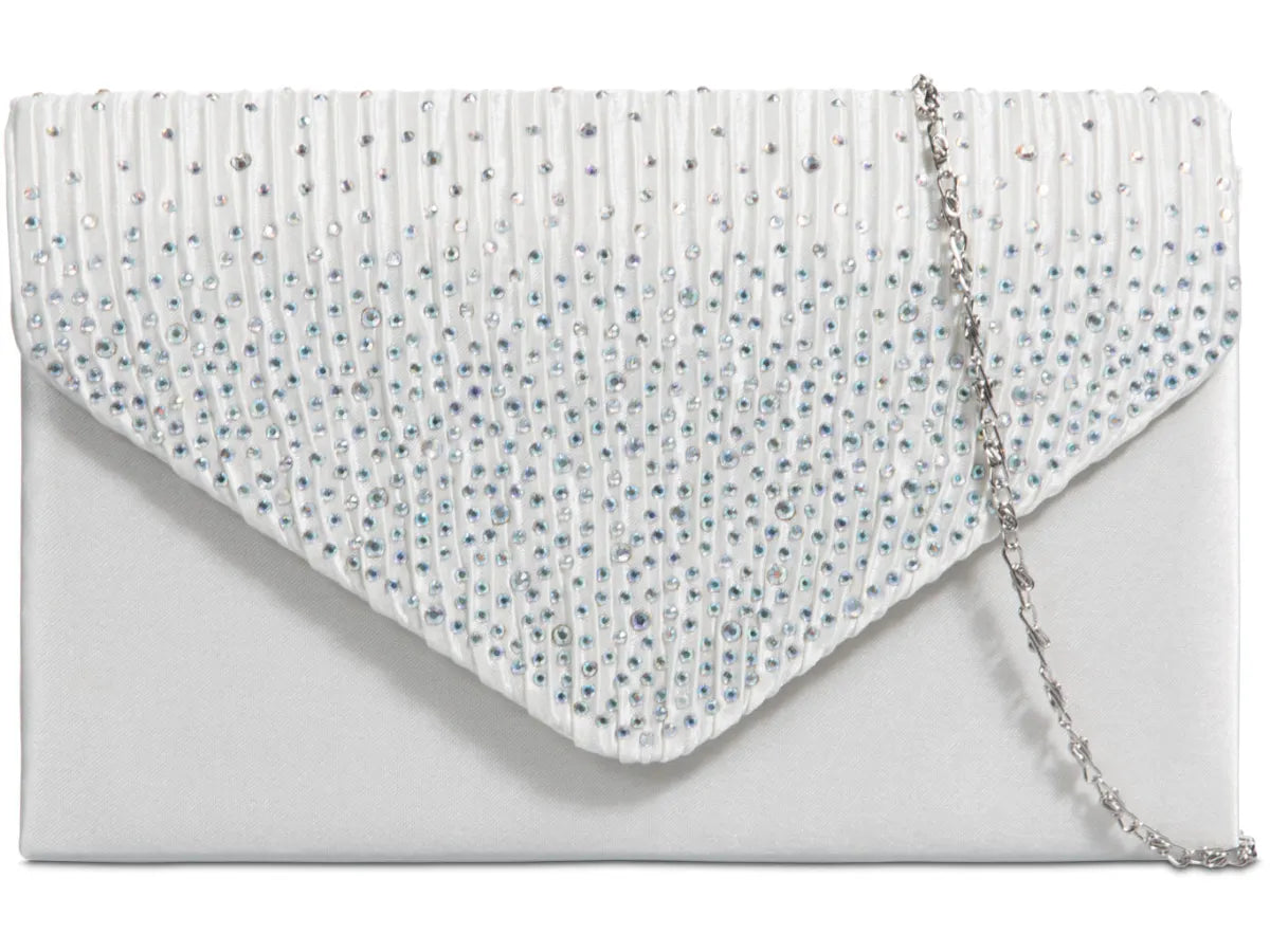 Women's Satin diamante Clutch Bag Evening Bridal Wedding Fashion Prom Handbag