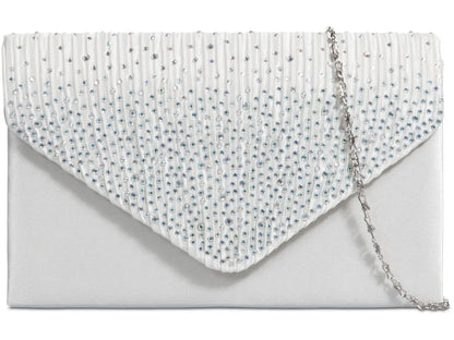 Women's Satin diamante Clutch Bag Evening Bridal Wedding Fashion Prom Handbag