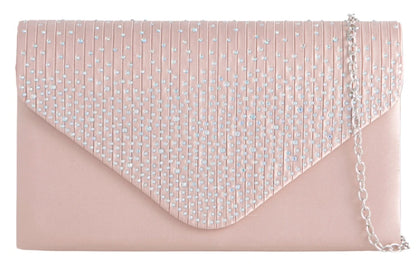 Women's Satin diamante Clutch Bag Evening Bridal Wedding Fashion Prom Handbag