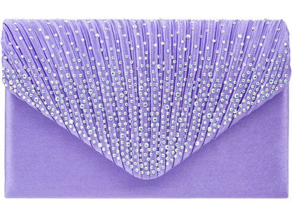 Women's Satin diamante Clutch Bag Evening Bridal Wedding Fashion Prom Handbag