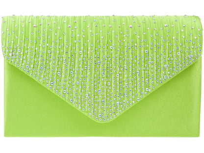 Women's Satin diamante Clutch Bag Evening Bridal Wedding Fashion Prom Handbag