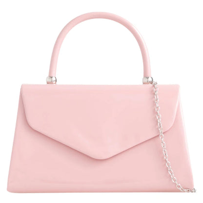 Women's Patent Clutch Bag Top Handle Evening Wedding Party Box Handbag UK  - FLESH