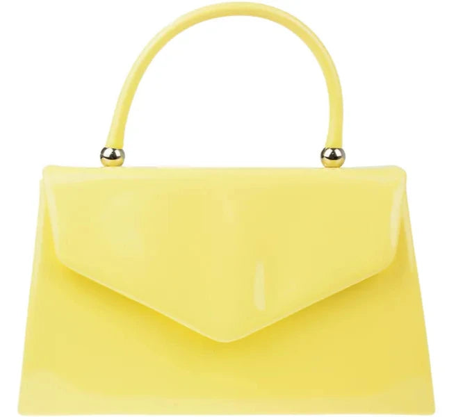 Women's Patent Clutch Bag Top Handle Evening Wedding Party Box Handbag UK  - YELLOW