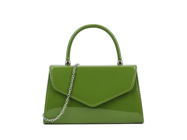 Women's Patent Clutch Bag Top Handle Chain Evening Wedding Party Box Handbag