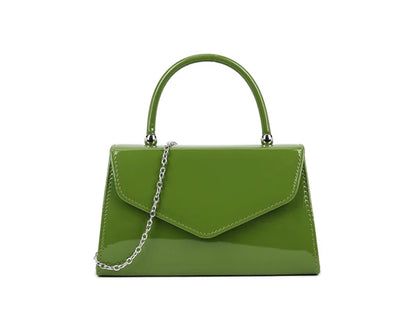 Women's Patent Clutch Bag Top Handle Chain Evening Wedding Party Box Handbag