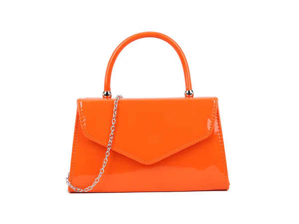 Women's Patent Clutch Bag Top Handle Chain Evening Wedding Party Box Handbag