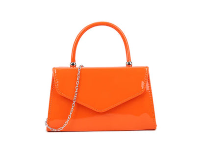 Women's Patent Clutch Bag Top Handle Chain Evening Wedding Party Box Handbag