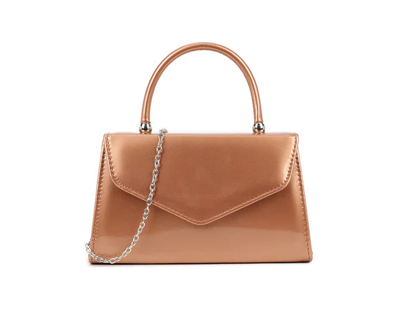 Women's Patent Clutch Bag Top Handle Chain Evening Wedding Party Box Handbag