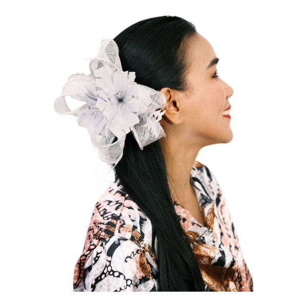 Women Wedding Fascinator Headband & Hair Clip Feather Flower Ladies Day Races Royal Ascot UK