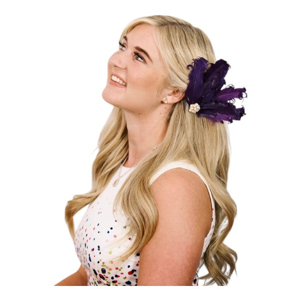 Women Feathers Fascinator Pearl Beaded Hair Clip Headpiece Wedding party Ladies Day Ascot Races