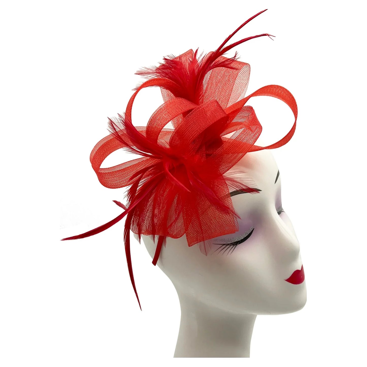 Loop Bow Fascinator With Feathers Flower Clip and Headband Wedding Races