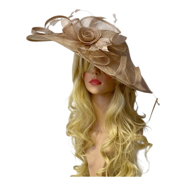 Large Flower Feather Wedding Hatinator Headband Fascinator for Wedding Royal Ascot Party