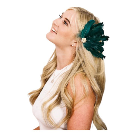 Women Feathers Fascinator Pearl Beaded Hair Clip Headpiece Wedding party Ladies Day Ascot Races