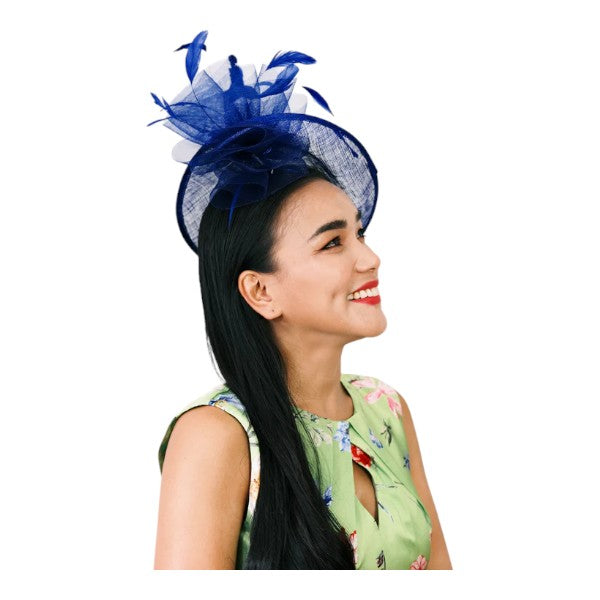 Women's Fascinator Large Headband Clip Weddings Hat Feather Flower Ladies Day Races Royal Ascot