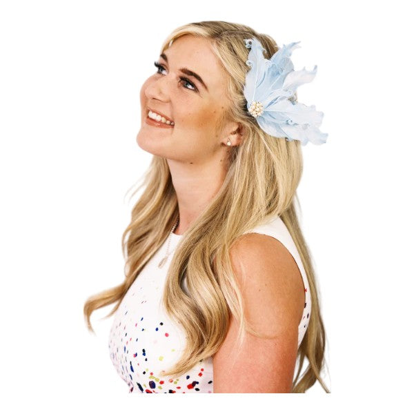 Women Feathers Fascinator Pearl Beaded Hair Clip Headpiece Wedding party Ladies Day Ascot Races