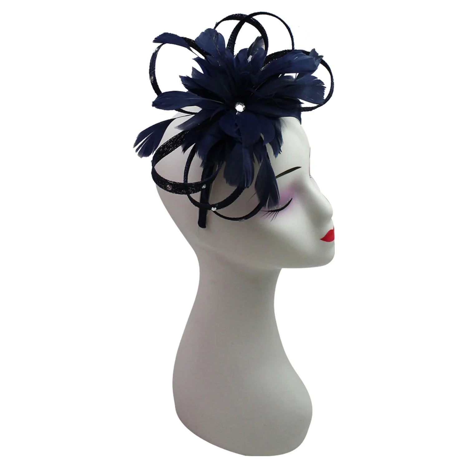 Diamante Swirls Sinamay Studded Curled Flower Fascinator Headband & Clip Ascot Parties