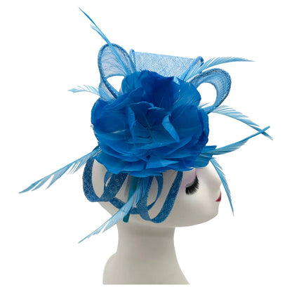 Sinamay & Peony Feather Flower Fascinator Headband and Clip Wedding Royal Ascot Race