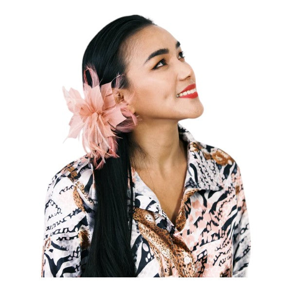 Women Flower Feather Hair Clip Fascinator & Headband Wedding Party Ladies Day Royal Ascot Race UK