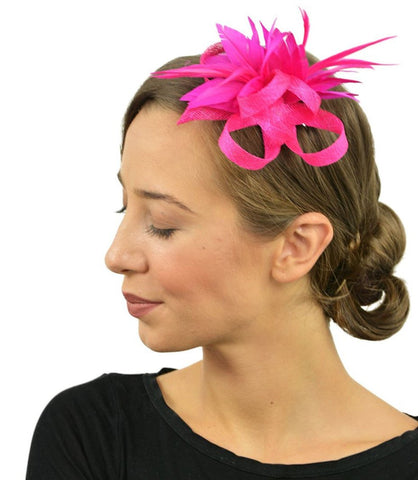 Women's Flower Feather Clip Fascinator Hat Wedding Ladies Day Races Royal Ascot