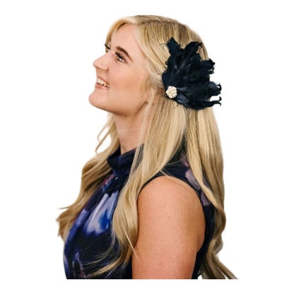 Women Feathers Fascinator Pearl Beaded Hair Clip Headpiece Wedding party Ladies Day Ascot Races