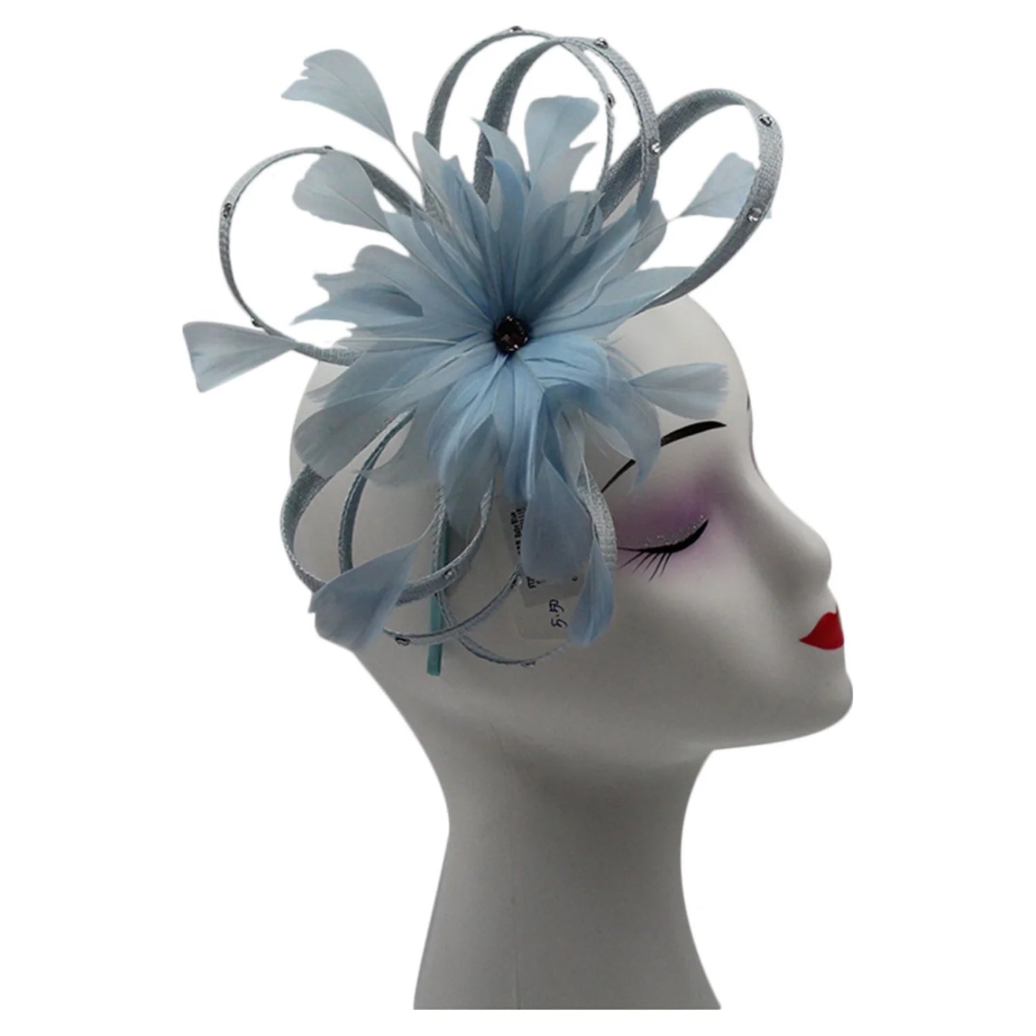 Diamante Swirls Sinamay Studded Curled Flower Fascinator Headband & Clip Ascot Parties