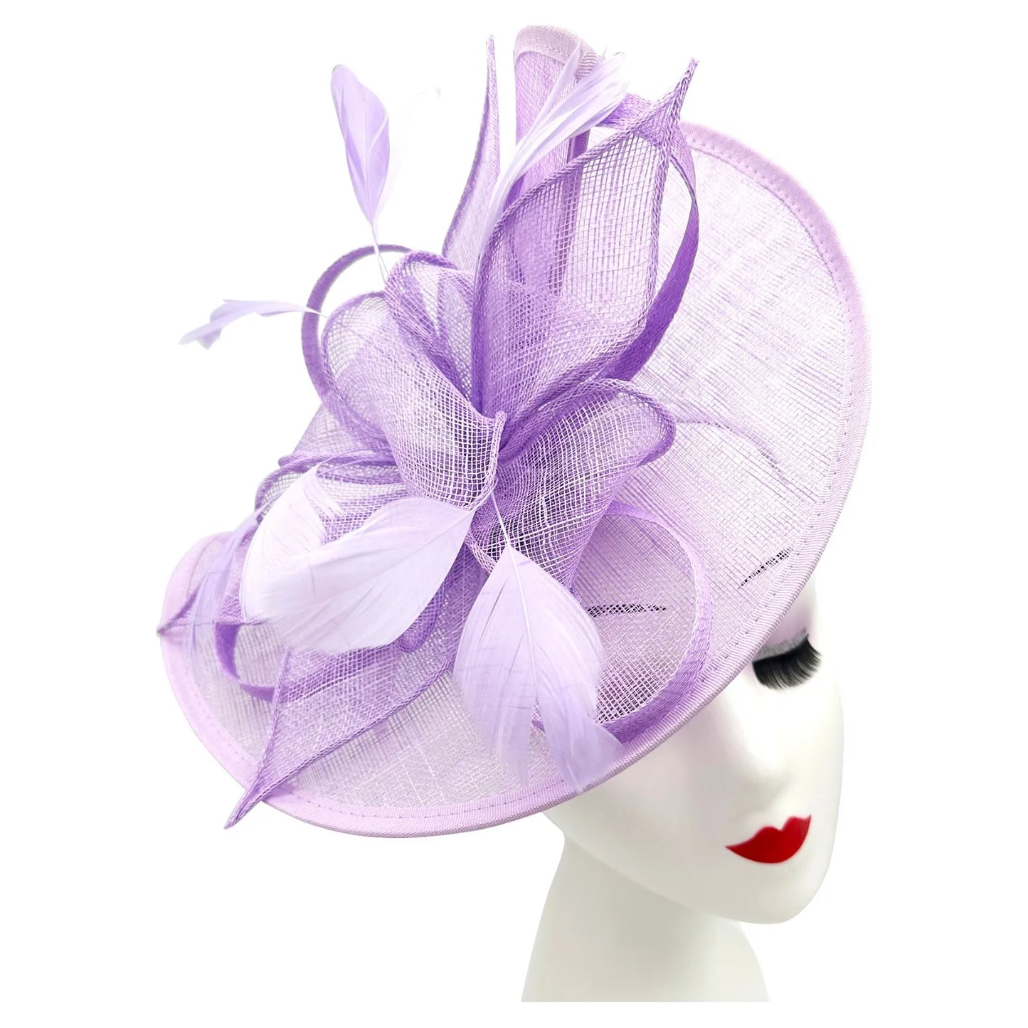 Large Sinamay Looped Feathers Disc Fascinator with Headband & Clip Weddings Races