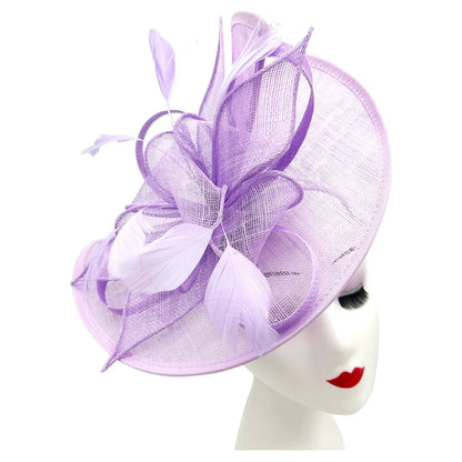 Large Sinamay Looped Feathers Disc Fascinator with Headband & Clip Weddings Races