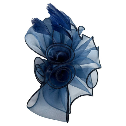 Women's Fascinator Headband Clip Mesh Net Rose Bouquet with Big Bow Flower Feather Wedding Royal Ascot Race