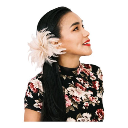 Women Flower Feather Hair Clip Fascinator & Headband Wedding Party Ladies Day Royal Ascot Race UK