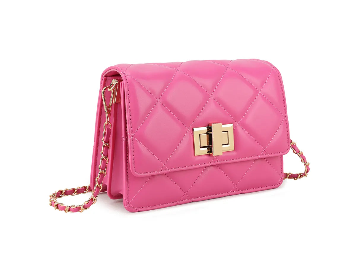 Womens Faux Leather Quilted Clutch Bag