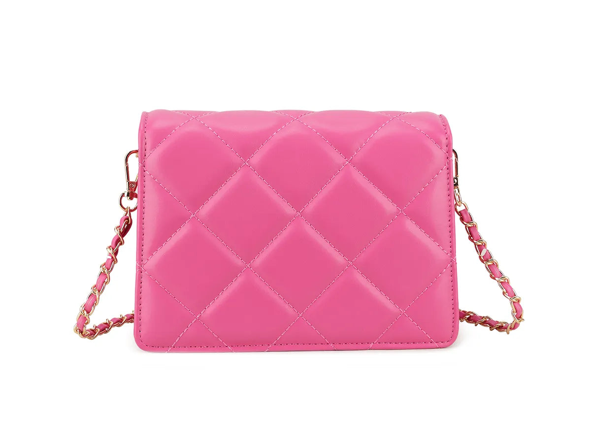 Womens Faux Leather Quilted Clutch Bag