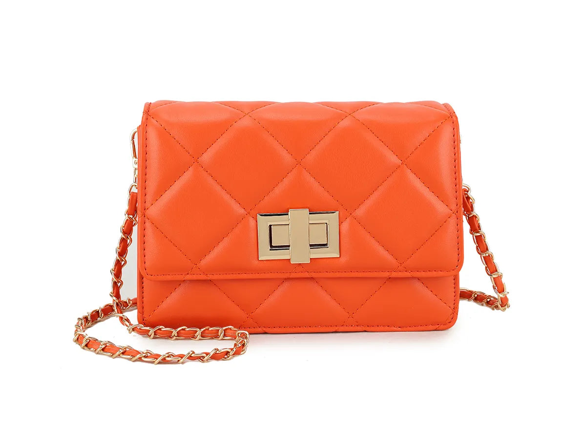 Womens Faux Leather Quilted Clutch Bag