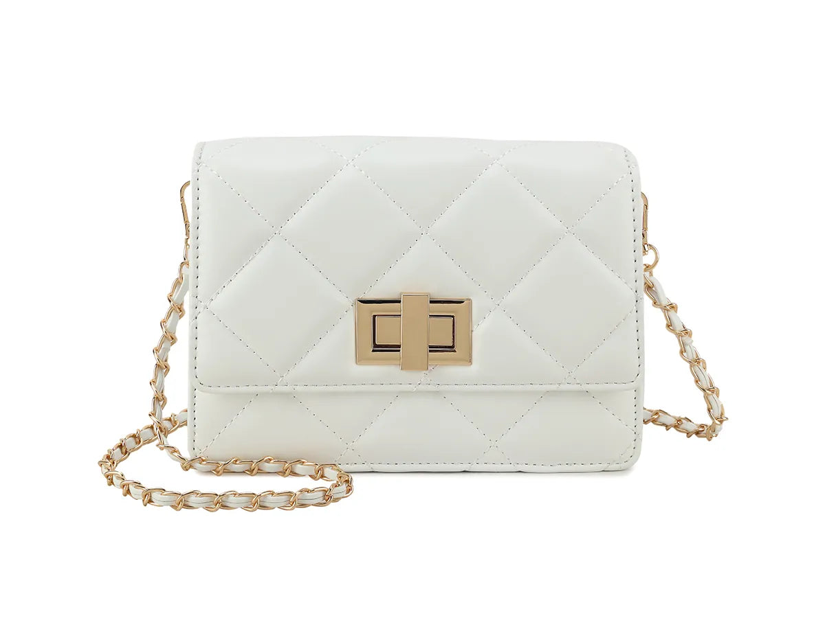 Womens Faux Leather Quilted Clutch Bag