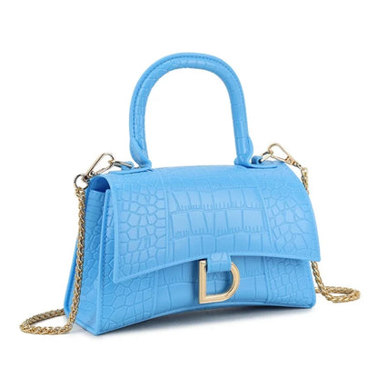 Croc Grab Handled Clutch Bag Women's Top Handle Handbag Ladies Shoulder Mock Croc Faux Leather Clutch Bag