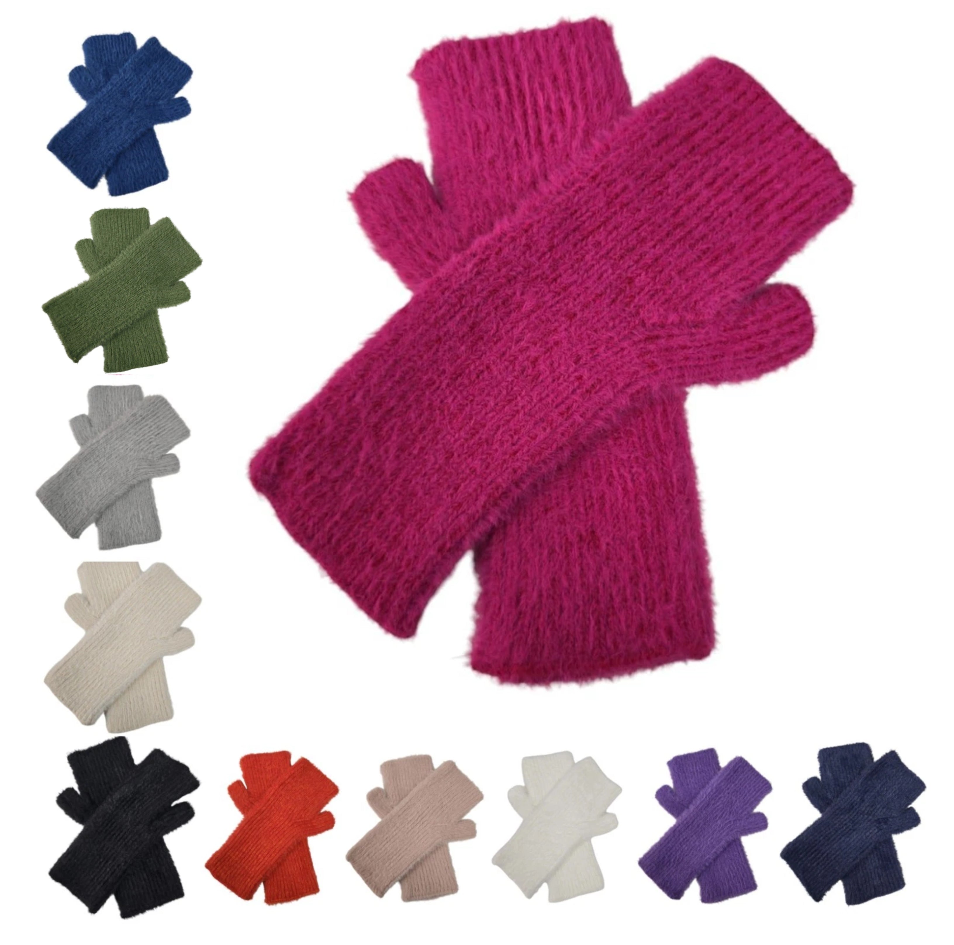 Unisex Women's Cashmere Blend Knitted Fingerless Gloves Winter Soft Wrist Warmers Gloves