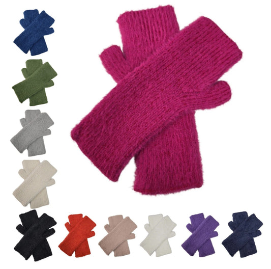 Unisex Women's Cashmere Blend Knitted Fingerless Gloves Winter Soft Wrist Warmers Gloves