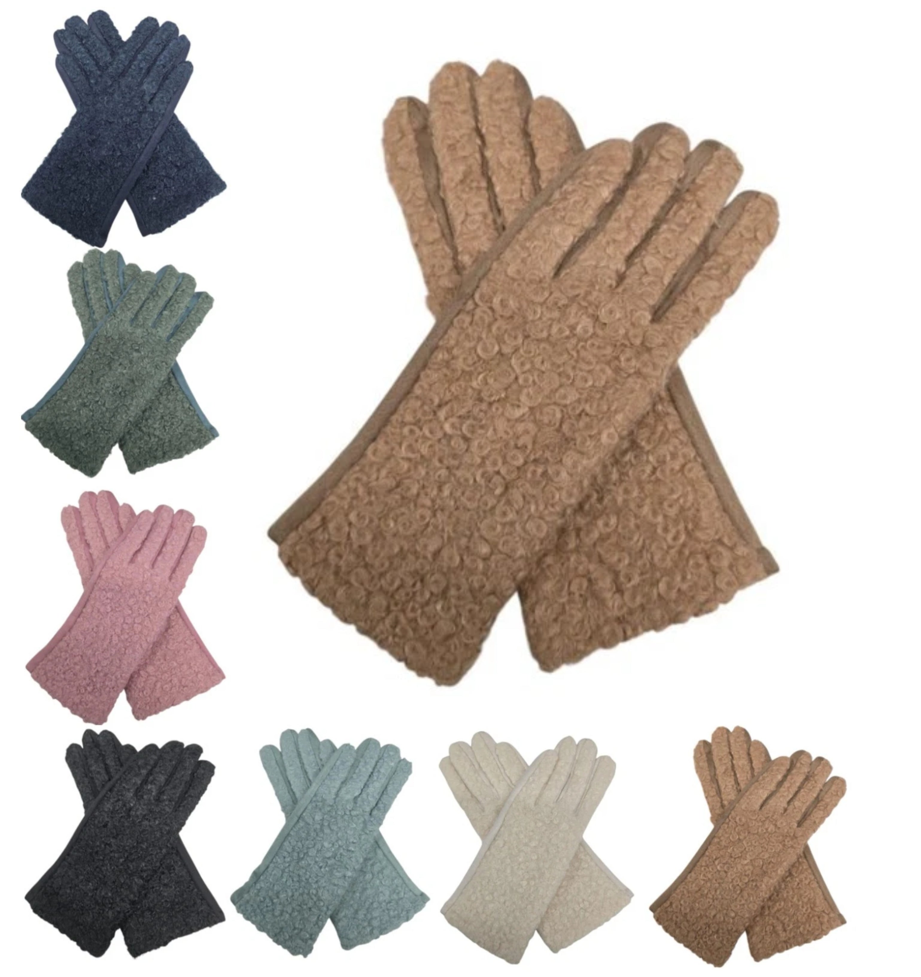 Women's Fashion Gloves Plain Grassy Pattern Soft Warm Winter Gloves Touchscreen