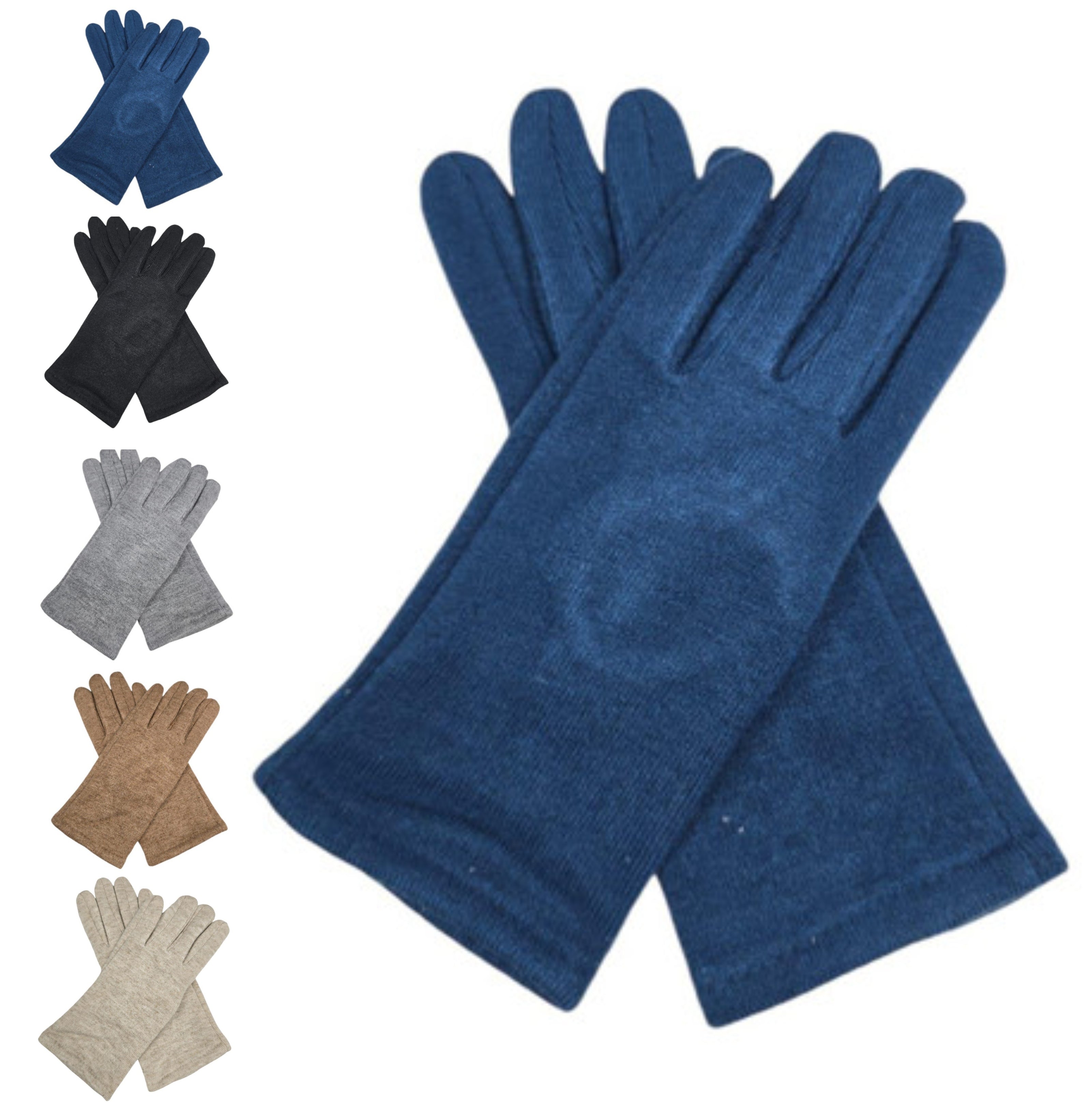 Women Classic Plain Gloves Soft Cozy Warm Fleece Cashmere Blend Gloves Touch Screen