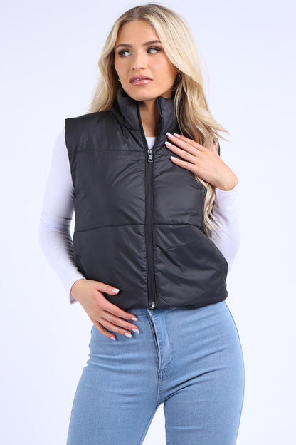 Women's Gilet Jacket Cropped Quilted Zip Up Vest Waistcoat Puffer Padded Winter Wear Bodywarmer Short Coat