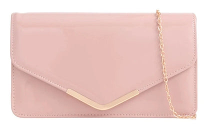 Women's Glossy Patent Leather Envelope Clutch Bag Evening Wedding Party Handbag
