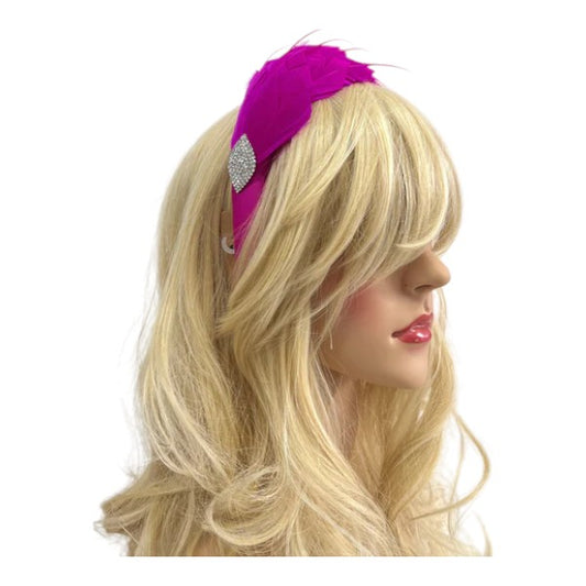Women's Feather Alice band Fascinator Pearl Headband Wedding Party Royal Ascot Race Prom