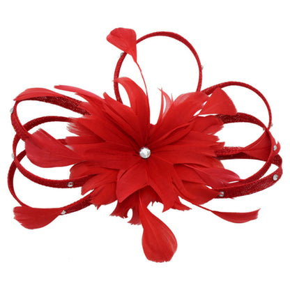 Diamante Swirls Sinamay Studded Curled Flower Fascinator Headband & Clip Ascot Parties