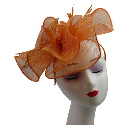Large Ruffles Trimmed Edge Sinamay Fascinator Headband Wedding Proms Parties