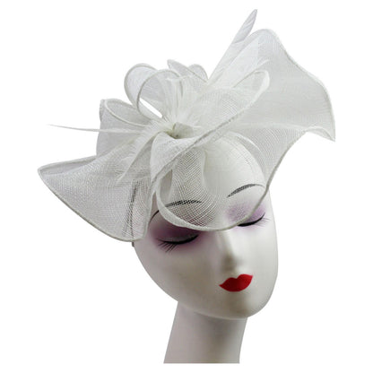 Large Ruffles Trimmed Edge Sinamay Fascinator Headband Wedding Proms Parties