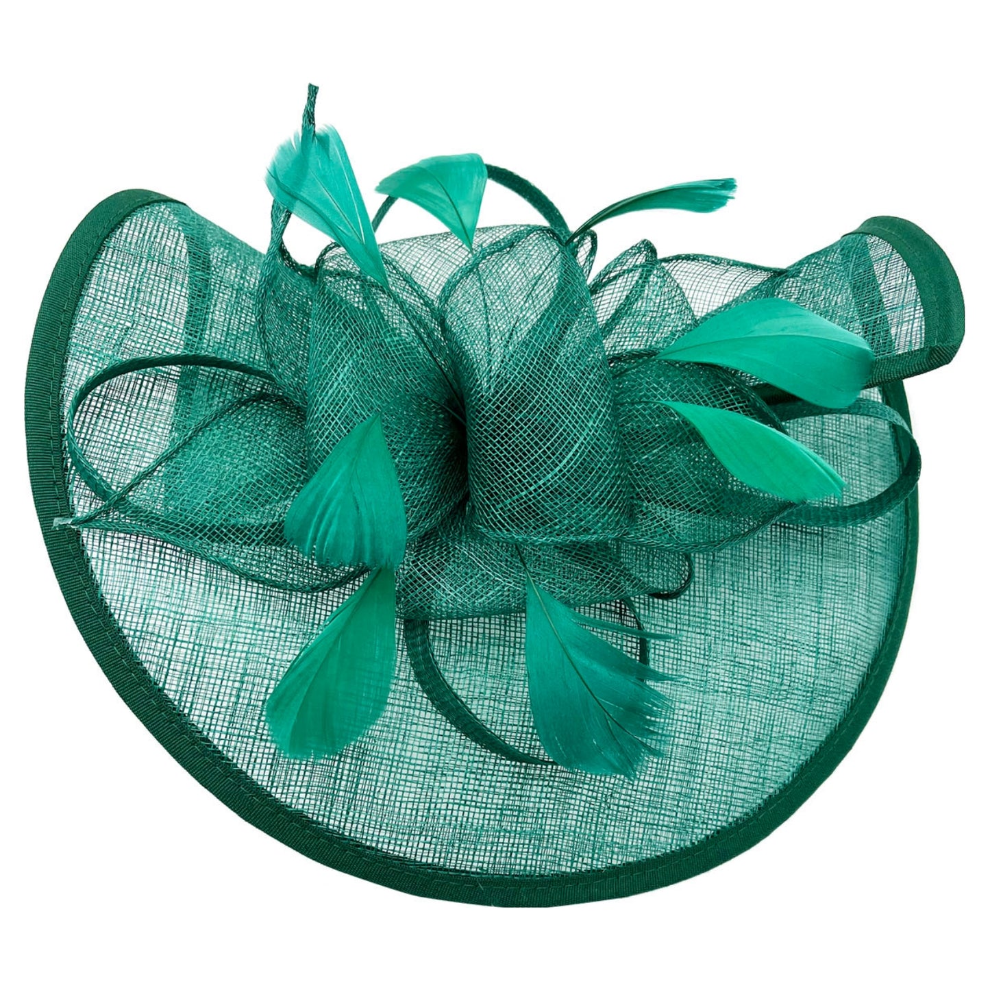 Large Sinamay Looped Feathers Disc Fascinator with Headband & Clip Weddings Races