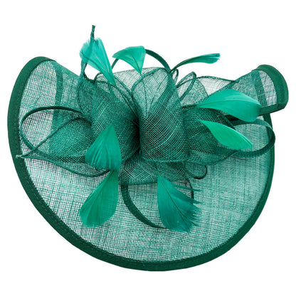 Large Sinamay Looped Feathers Disc Fascinator with Headband & Clip Weddings Races
