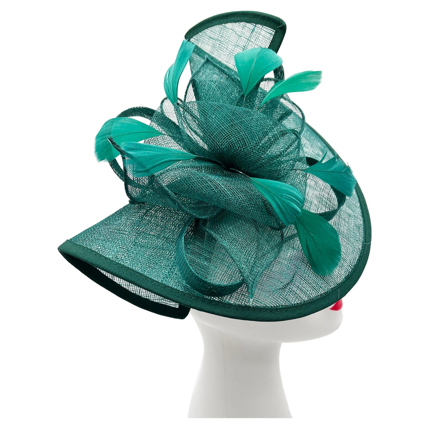 Large Sinamay Looped Feathers Disc Fascinator with Headband & Clip Weddings Races