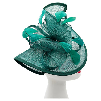 Large Sinamay Looped Feathers Disc Fascinator with Headband & Clip Weddings Races