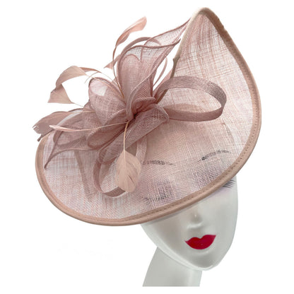 Large Sinamay Looped Feathers Disc Fascinator with Headband & Clip Weddings Races