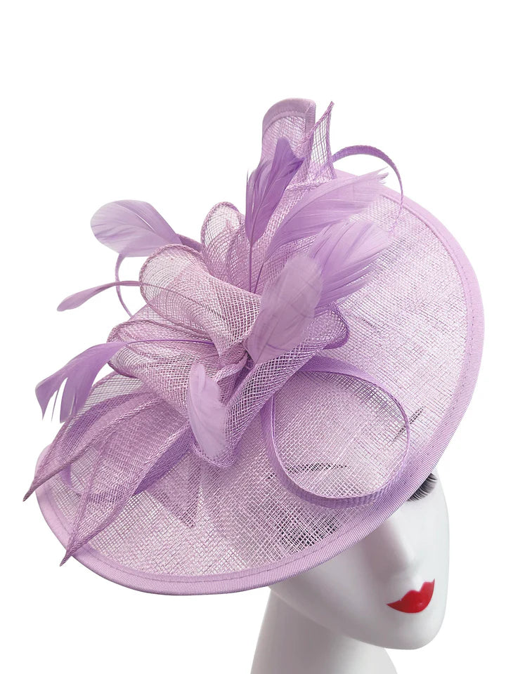 Large Sinamay Looped Feathers Disc Fascinator with Headband & Clip Weddings Races
